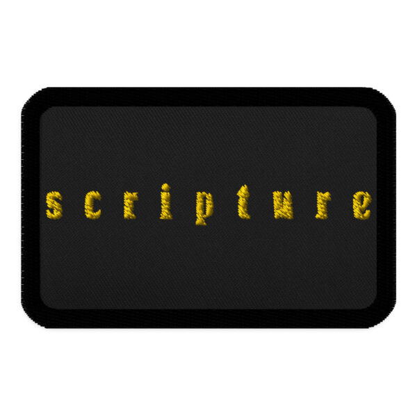 Scripture embroidered patches black